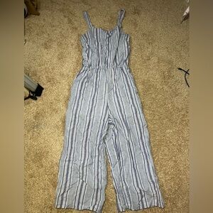 Purple Snow Blue and White Striped Jumpsuit